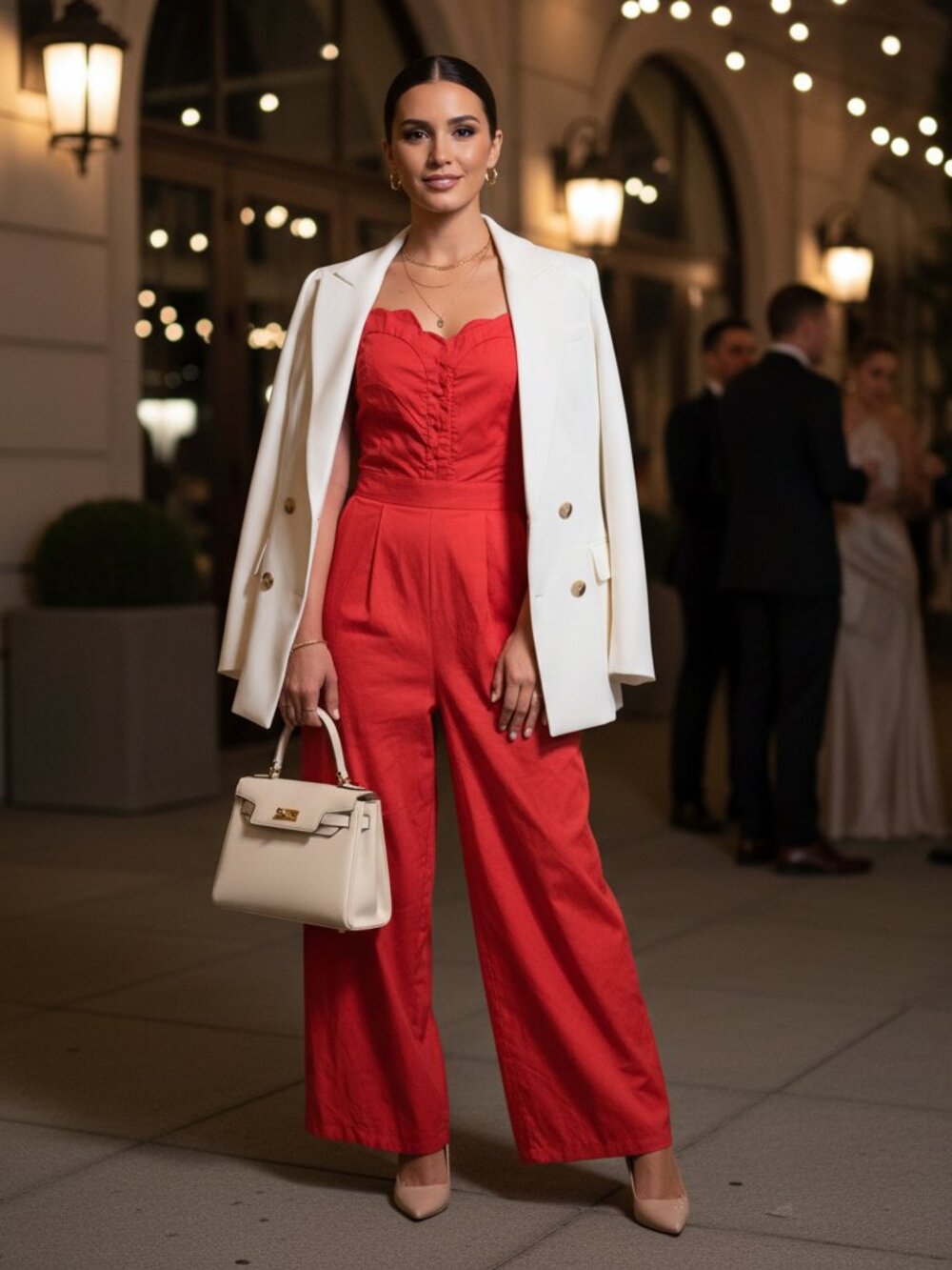 Flying Tomato A Beautiful Feeling Jumpsuit Red Medium Wide Leg Repaired